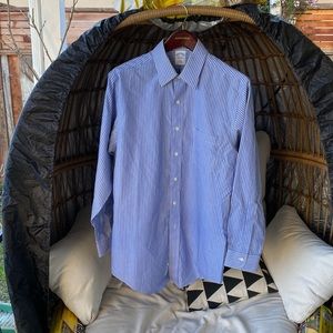 Brooks Brothers blue and white stripped non-iron, all cotton, slim fit 15 1/2-33